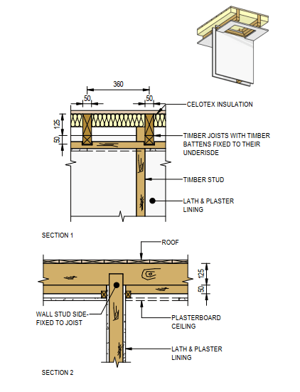 Opening C04/W02 drawn in section with the recorded construction detail