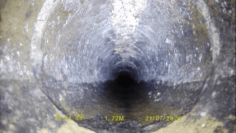 CCTV drainage survey view along a sampled drain run