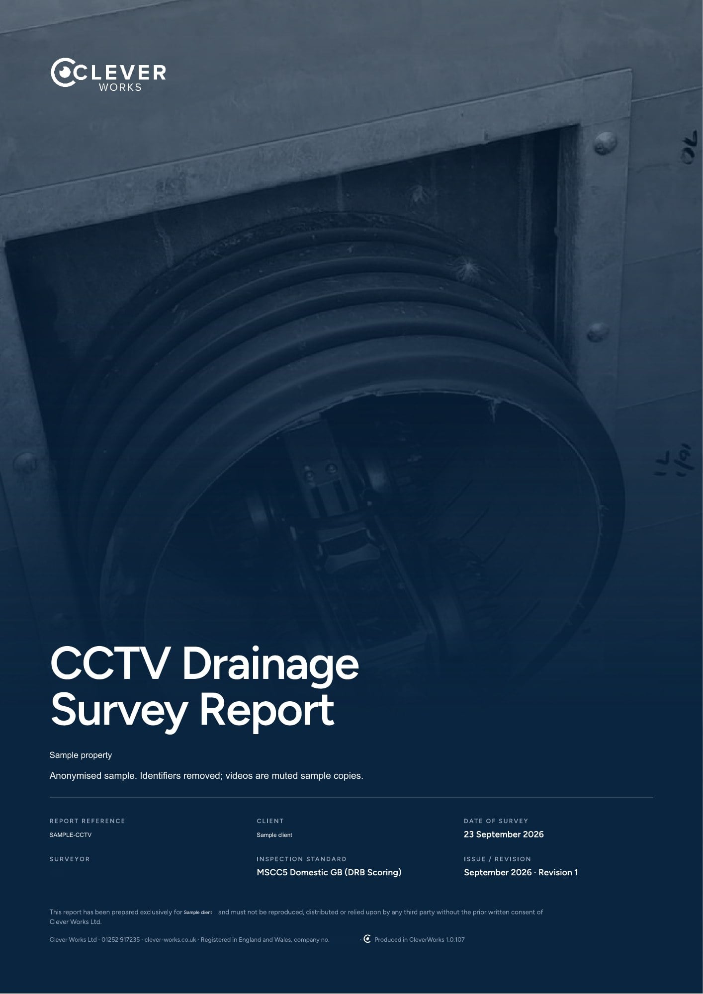 Cover, page 1 of an anonymised Clever Works CCTV report