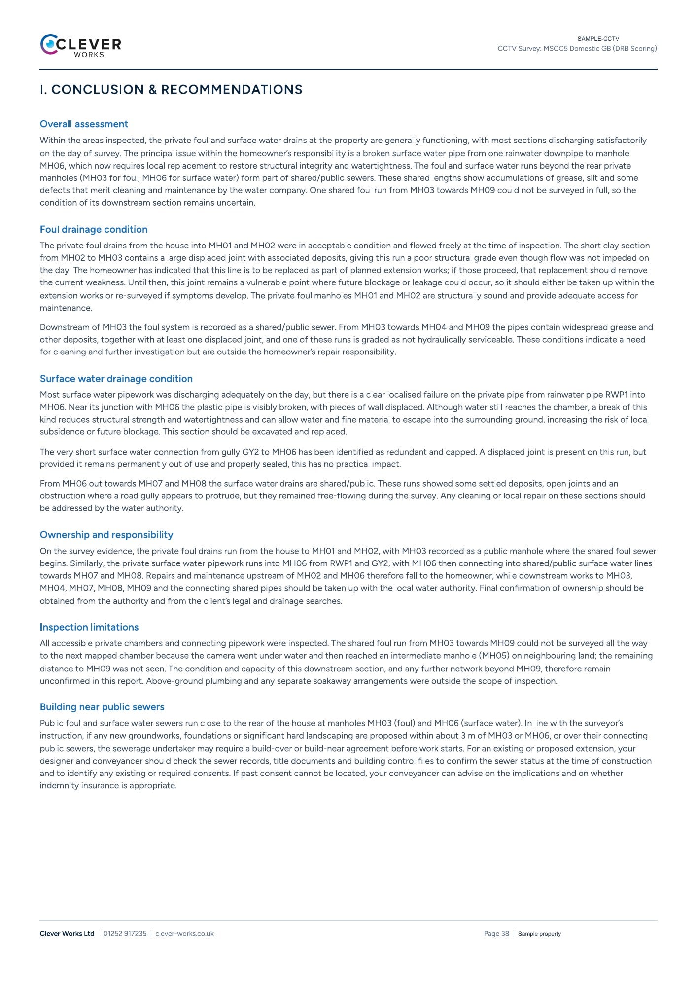 Conclusions, page 38 of an anonymised Clever Works CCTV report